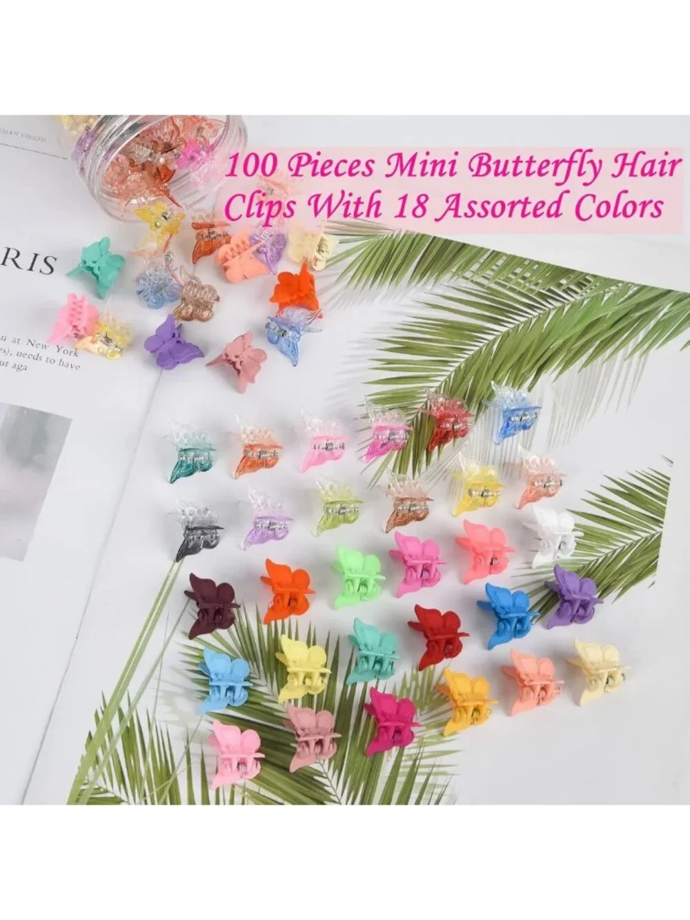 100 Pcs Pastel Butterfly Hair Clips - Mini Claw Clips for Girls & Women, 30
